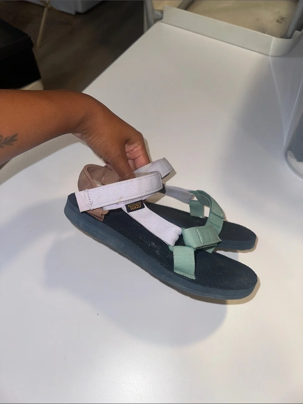 Teva Kids Multicolor Strap Sandals - White, Mint & Tan